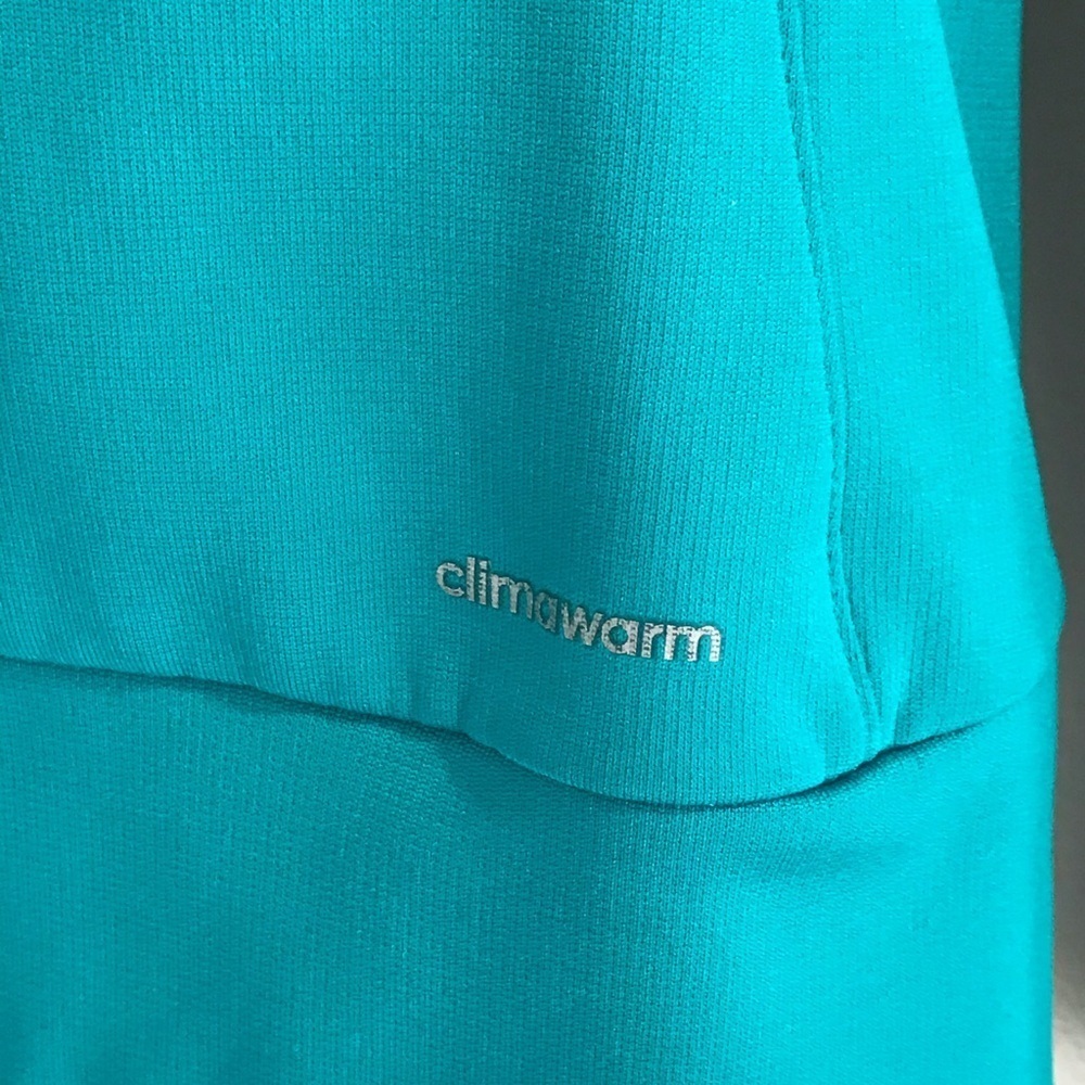 Adidas Climawarm Teal Trefoil Hoodie Sweatshirt - Picture 10 of 14